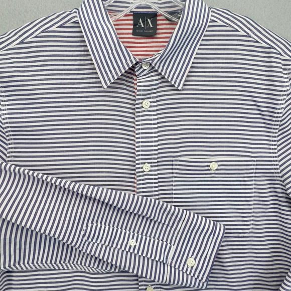 Armani Exchange A|X Mens Long Sleeve Striped Slim Fit Button Down Shirt Size M - Picture 1 of 11